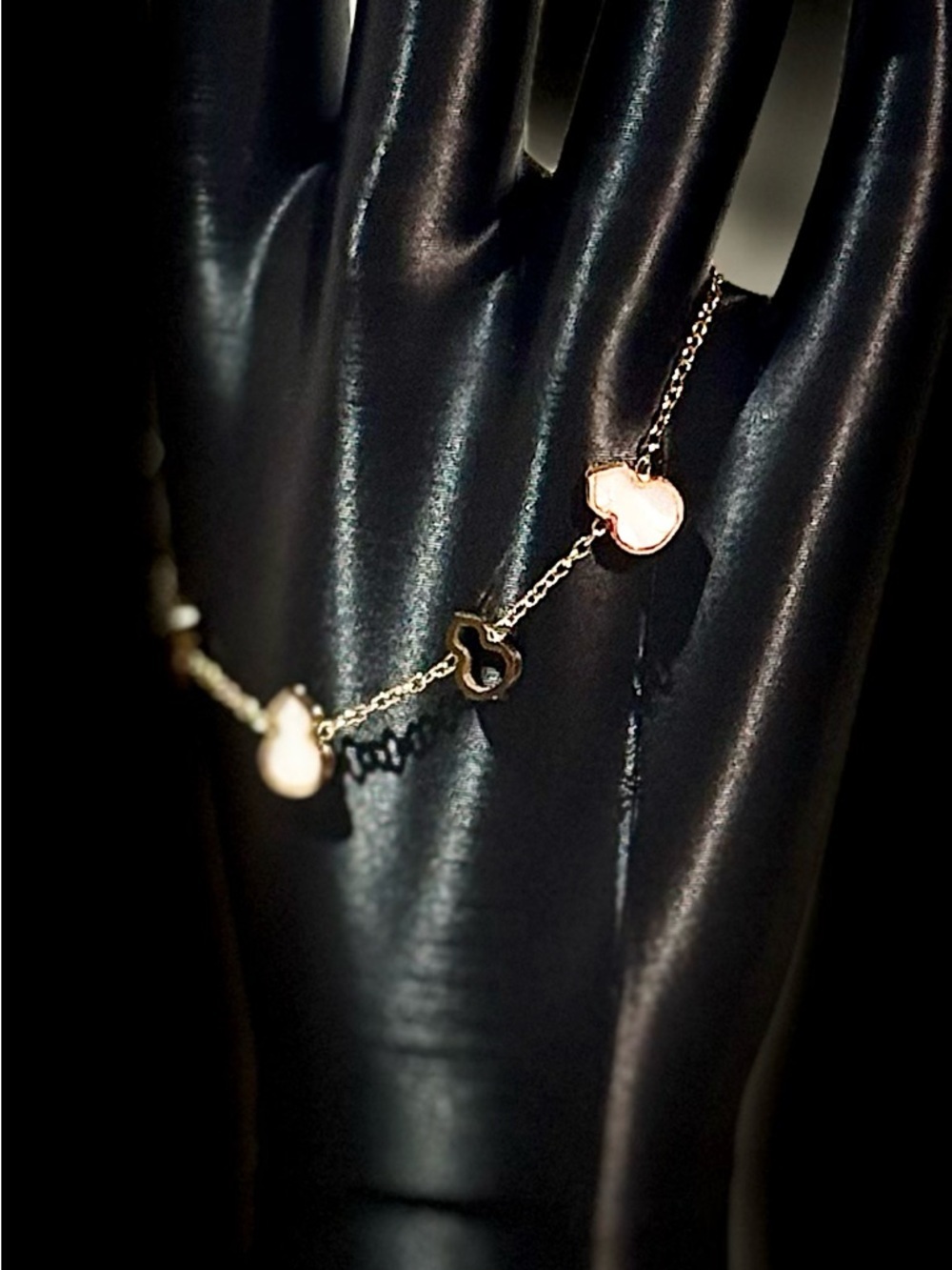 Delicate Gold Charm Bracelet - White Accents - Picture 4 of 5
